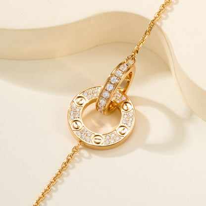 [sparkle Jewelery]LOVE DOUBLE RING FULL DIAMOND BRACELET