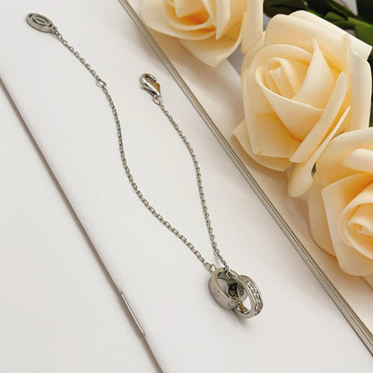 [sparkle Jewelery]LOVE DOUBLE RING HALF DIAMOND BRACELET