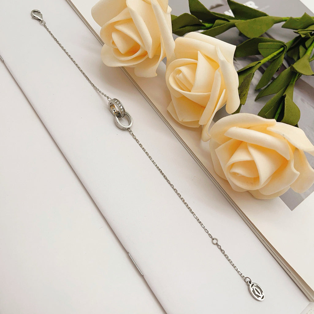 [sparkle Jewelery]LOVE DOUBLE RING HALF DIAMOND BRACELET