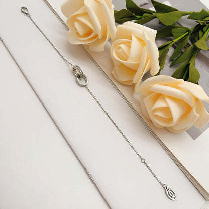 [sparkle Jewelery]LOVE DOUBLE RING HALF DIAMOND BRACELET