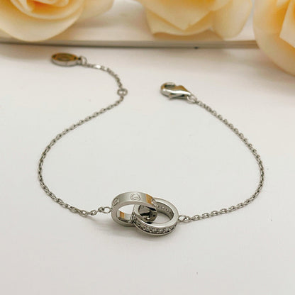 [sparkle Jewelery]LOVE DOUBLE RING HALF DIAMOND BRACELET