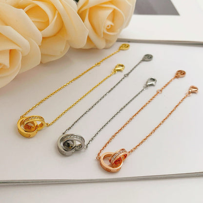 [sparkle Jewelery]LOVE DOUBLE RING HALF DIAMOND BRACELET