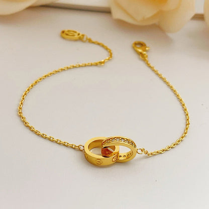 [sparkle Jewelery]LOVE DOUBLE RING HALF DIAMOND BRACELET