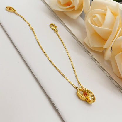 [sparkle Jewelery]LOVE DOUBLE RING HALF DIAMOND BRACELET