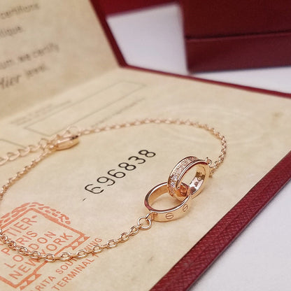 [sparkle Jewelery]LOVE DOUBLE RING HALF DIAMOND BRACELET