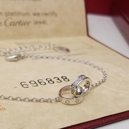 [sparkle Jewelery]LOVE DOUBLE RING HALF DIAMOND BRACELET