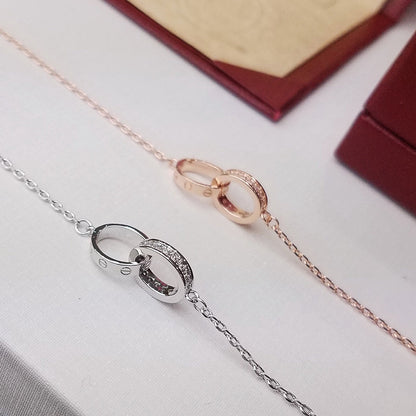 [sparkle Jewelery]LOVE DOUBLE RING HALF DIAMOND BRACELET
