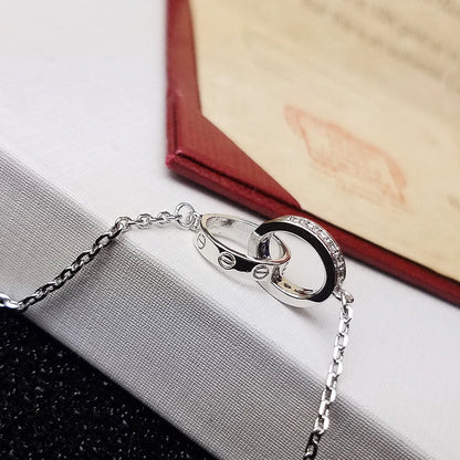 [sparkle Jewelery]LOVE DOUBLE RING HALF DIAMOND BRACELET