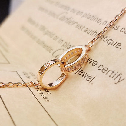 [sparkle Jewelery]LOVE DOUBLE RING HALF DIAMOND BRACELET