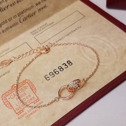 [sparkle Jewelery]LOVE DOUBLE RING HALF DIAMOND BRACELET
