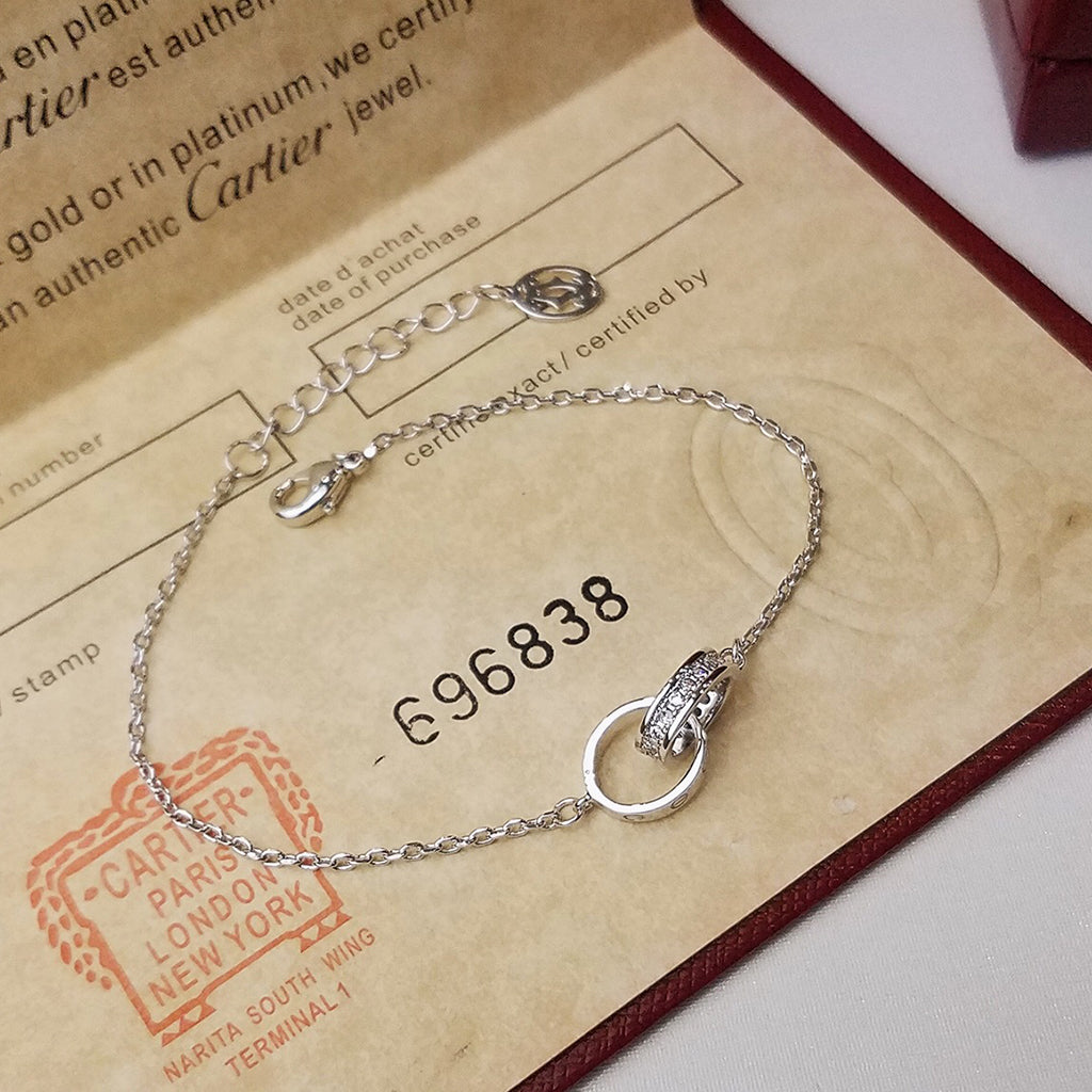 [sparkle Jewelery]LOVE DOUBLE RING HALF DIAMOND BRACELET