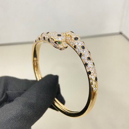 [sparkle Jewelery]PANTHERE DOUBLE HEADED HALF DIAMOND OPEN BRACELET