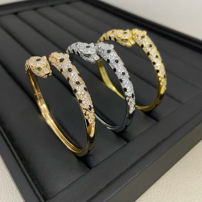 [sparkle Jewelery]PANTHERE DOUBLE HEADED HALF DIAMOND OPEN BRACELET
