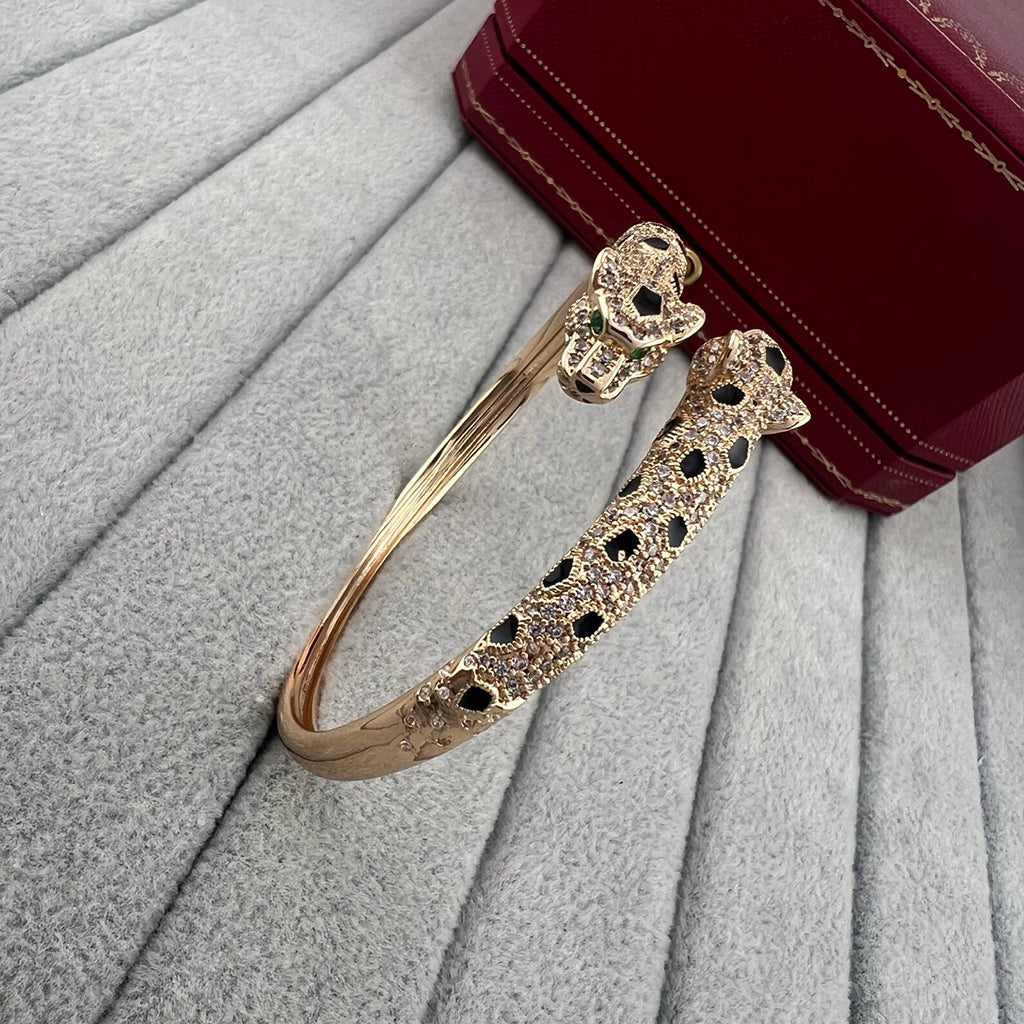 [sparkle Jewelery]PANTHERE DOUBLE HEADED HALF DIAMOND OPEN BRACELET