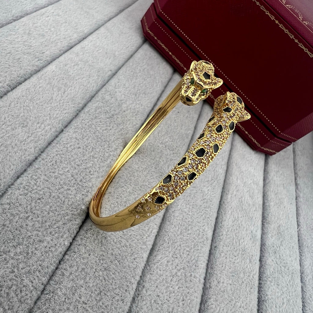 [sparkle Jewelery]PANTHERE DOUBLE HEADED HALF DIAMOND OPEN BRACELET