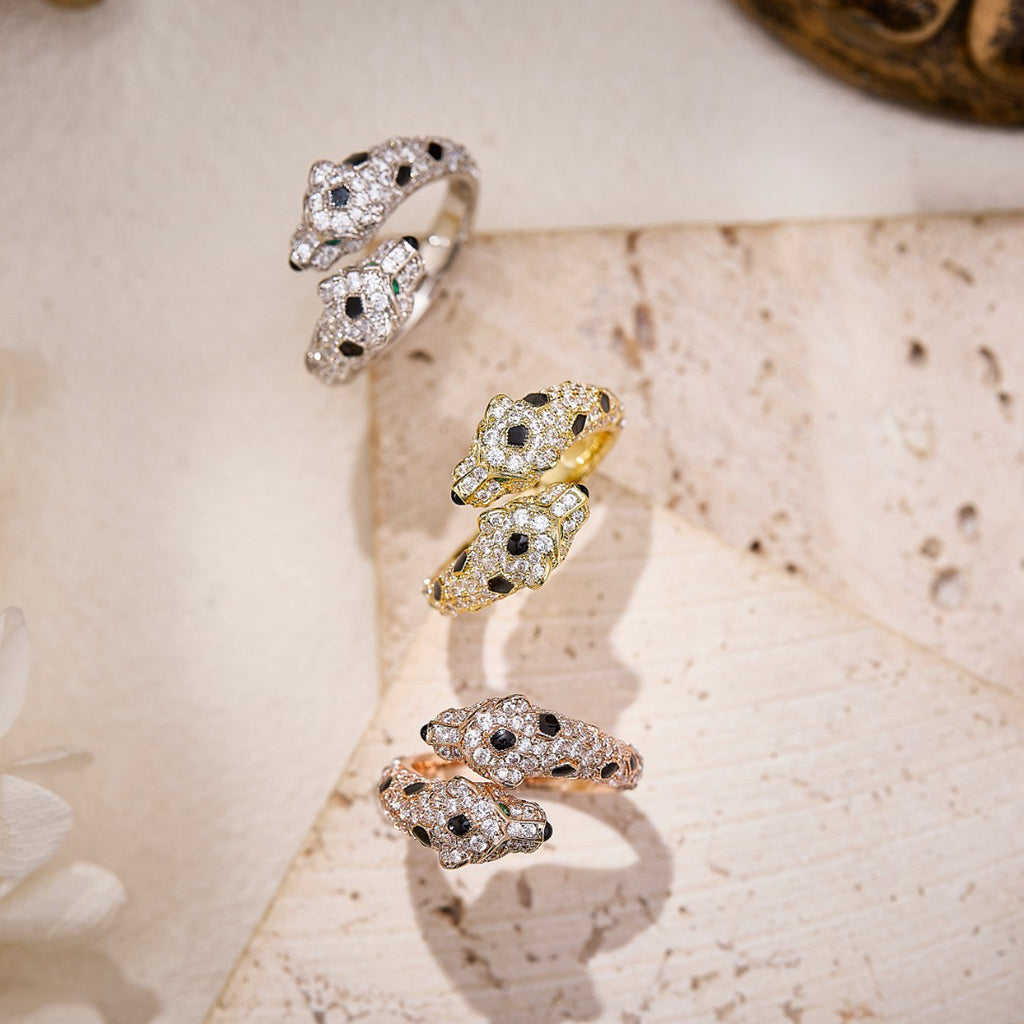 [sparkle Jewelery]PANTHERE DOUBLE HEADED FULL DIAMOND  RING