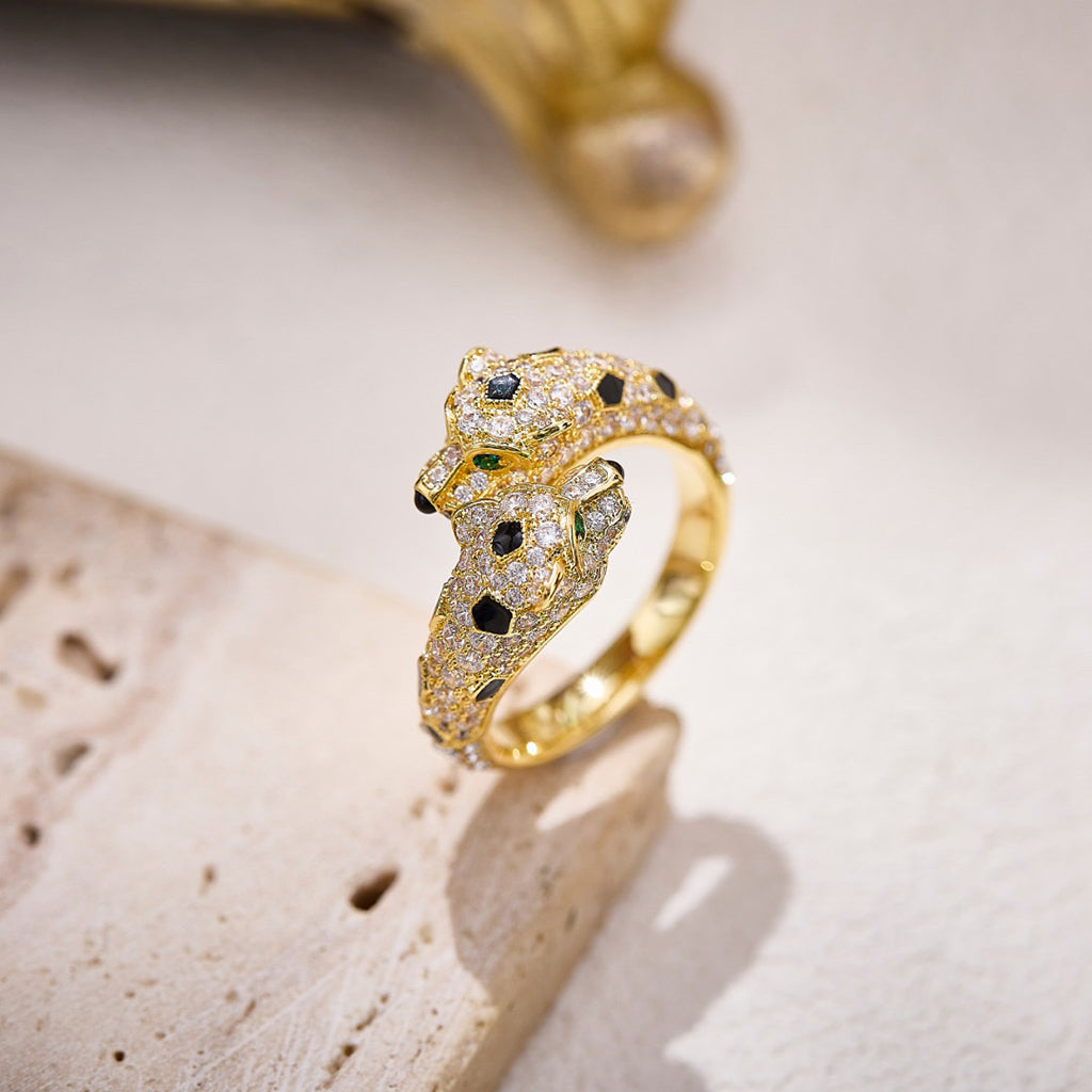 [sparkle Jewelery]PANTHERE DOUBLE HEADED FULL DIAMOND  RING