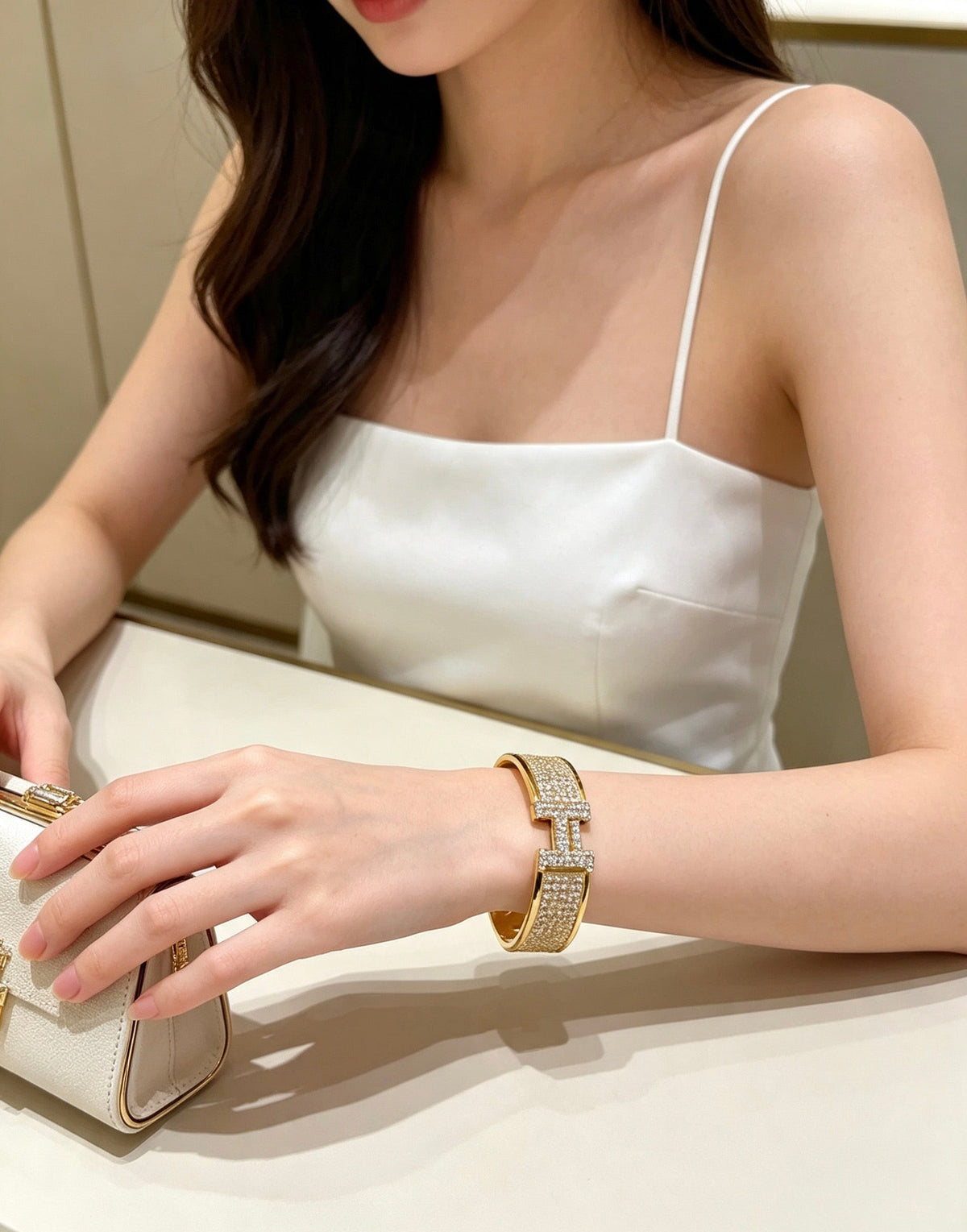 [sparkle Jewellery]H Wide-band diamond bracelet