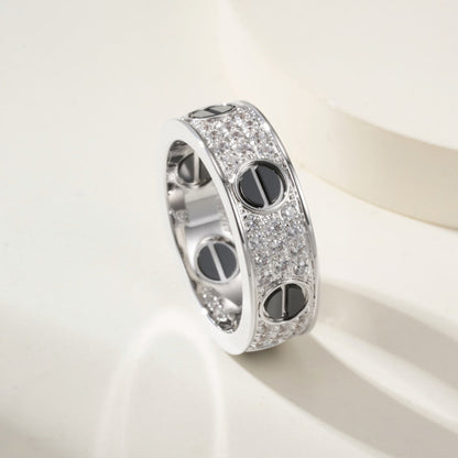 [sparkle Jewelery]LOVE RING 5.5MM DIAMONDS PAVED CERAMIC