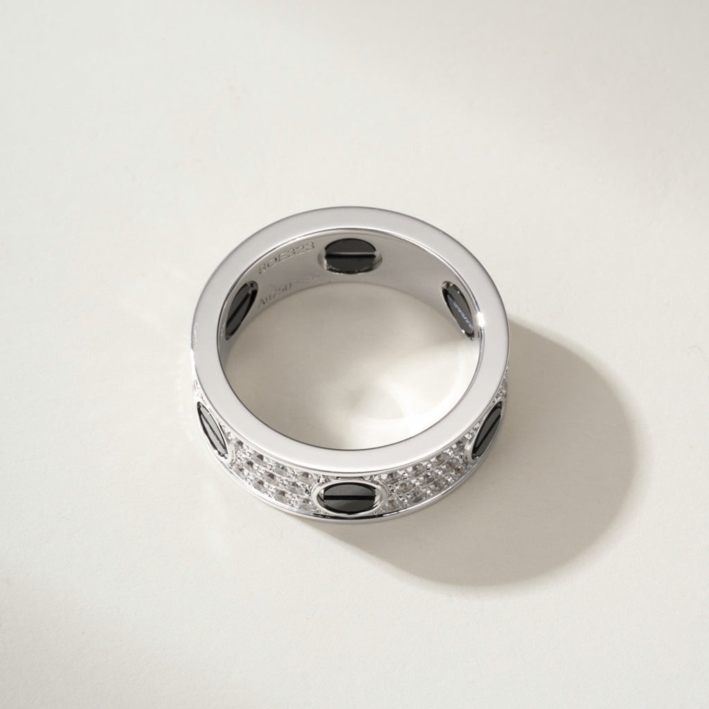 [sparkle Jewelery]LOVE RING 5.5MM DIAMONDS PAVED CERAMIC