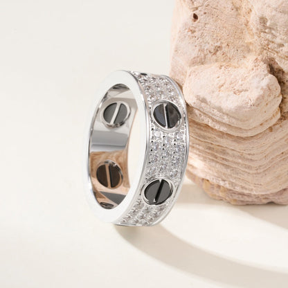 [sparkle Jewelery]LOVE RING 5.5MM DIAMONDS PAVED CERAMIC