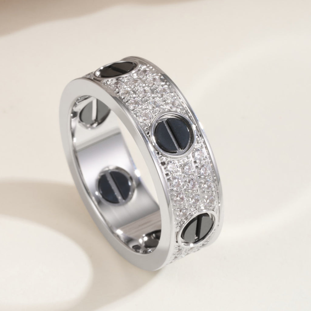 [sparkle Jewelery]LOVE RING 5.5MM DIAMONDS PAVED CERAMIC