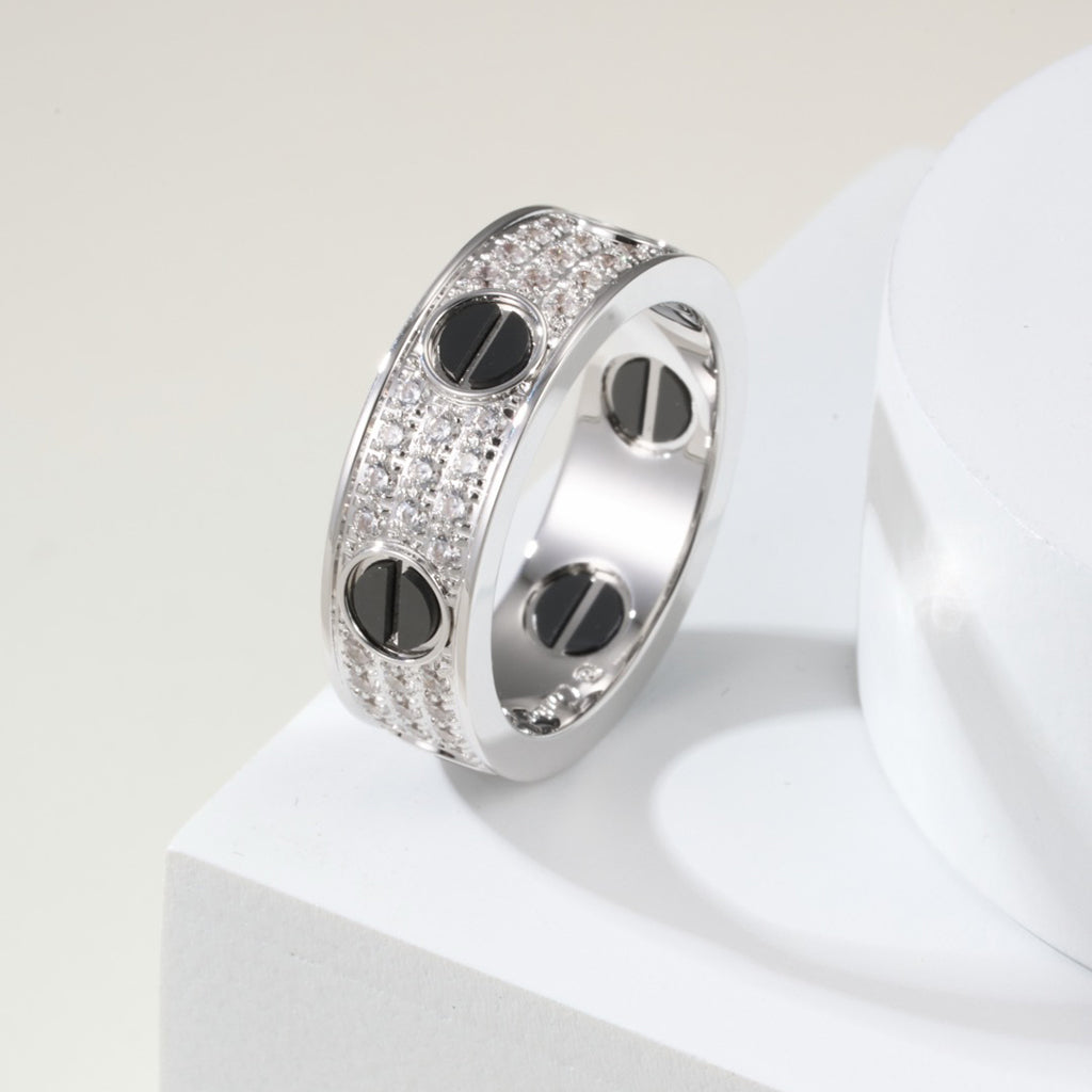 [sparkle Jewelery]LOVE RING 5.5MM DIAMONDS PAVED CERAMIC
