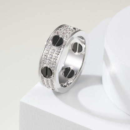[sparkle Jewelery]LOVE RING 5.5MM DIAMONDS PAVED CERAMIC
