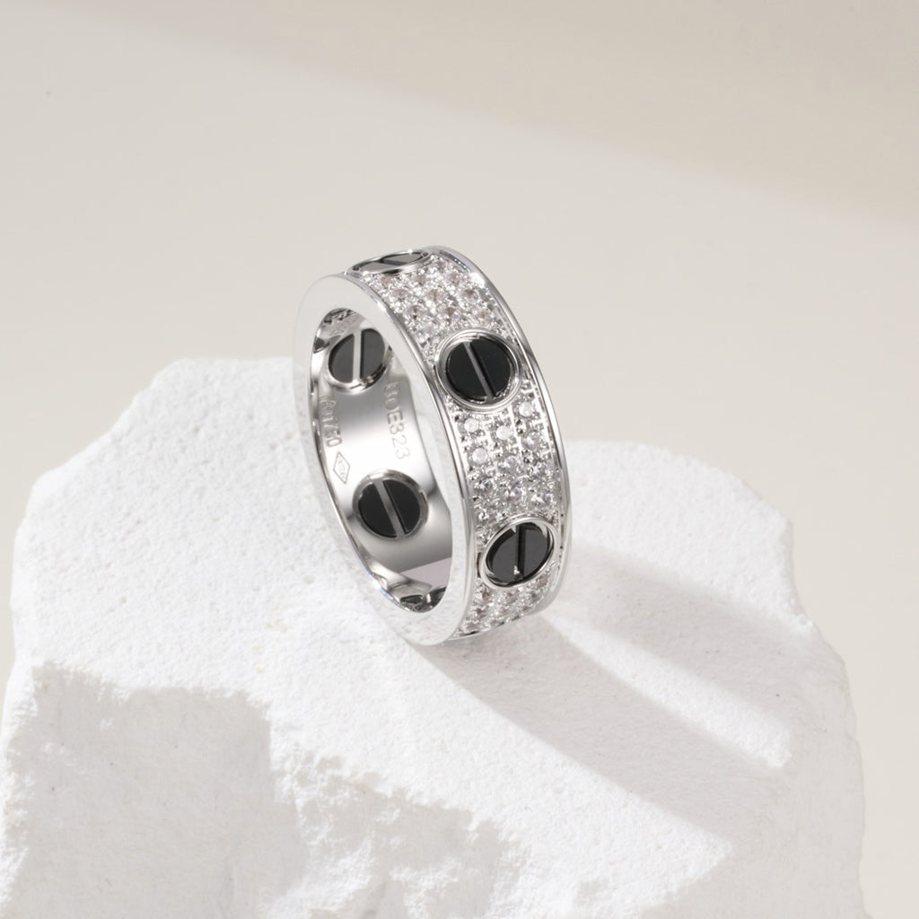 [sparkle Jewelery]LOVE RING 5.5MM DIAMONDS PAVED CERAMIC