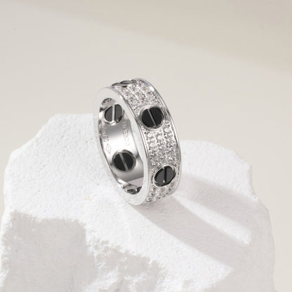 [sparkle Jewelery]LOVE RING 5.5MM DIAMONDS PAVED CERAMIC