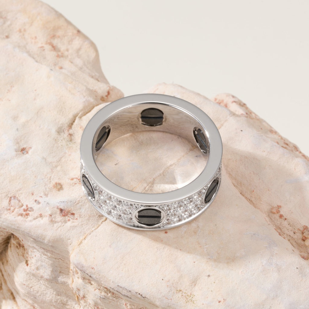 [sparkle Jewelery]LOVE RING 5.5MM DIAMONDS PAVED CERAMIC