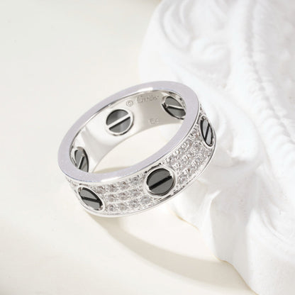 [sparkle Jewelery]LOVE RING 5.5MM DIAMONDS PAVED CERAMIC