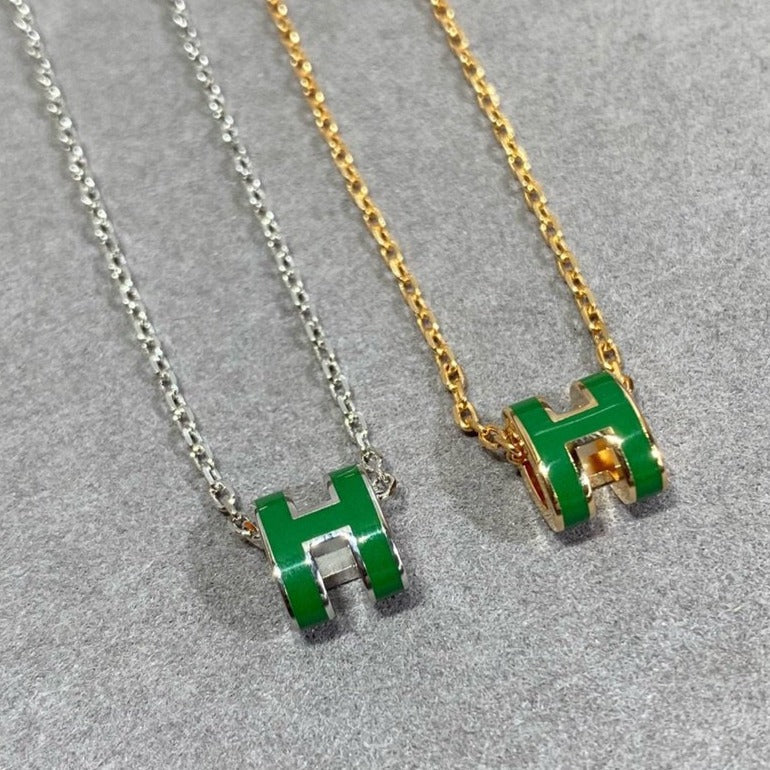 [sparkle Jewelry ]POP H GREEN NECKLACE SILVER AND GOLD