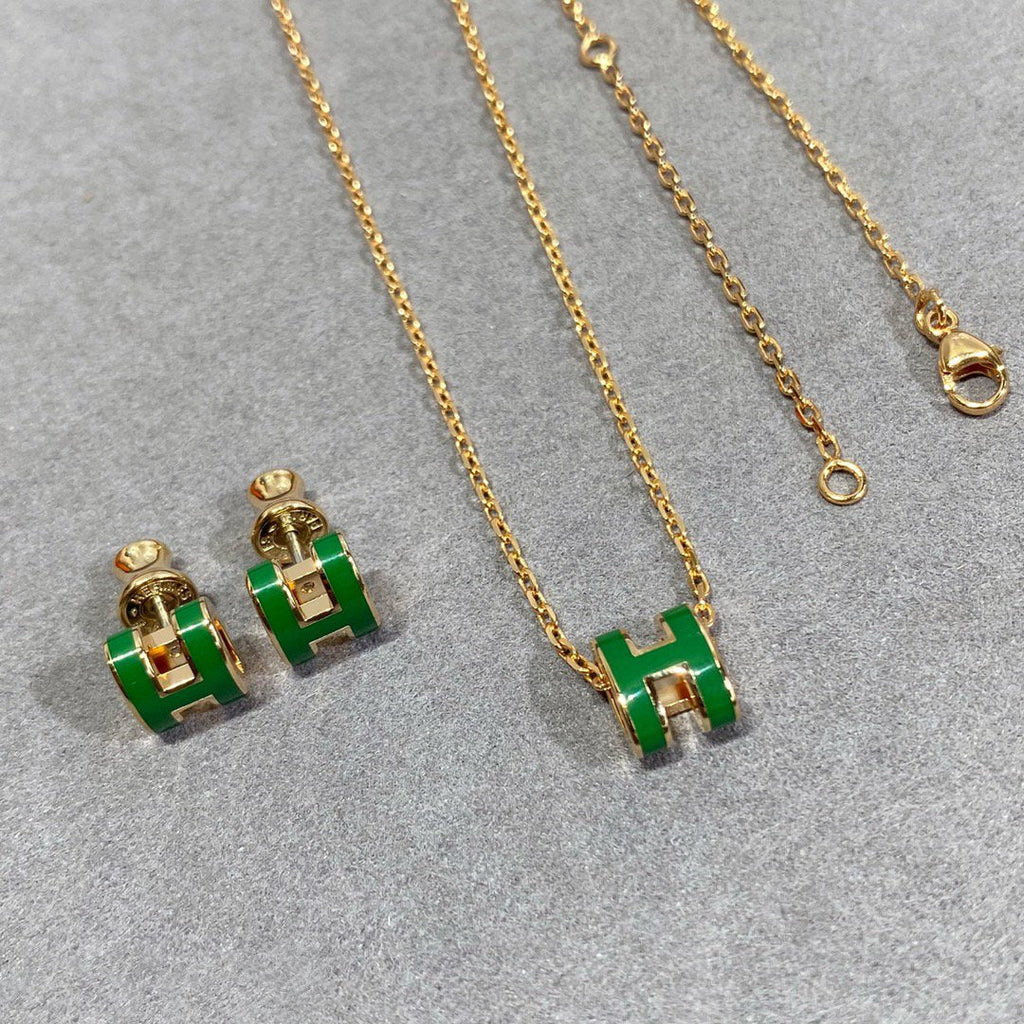 [sparkle Jewelry ]POP H GREEN NECKLACE SILVER AND GOLD