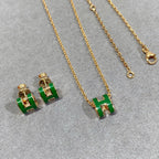 [sparkle Jewelry ]POP H GREEN NECKLACE SILVER AND GOLD