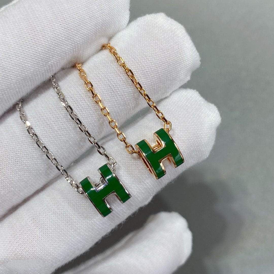[sparkle Jewelry ]POP H GREEN NECKLACE SILVER AND GOLD