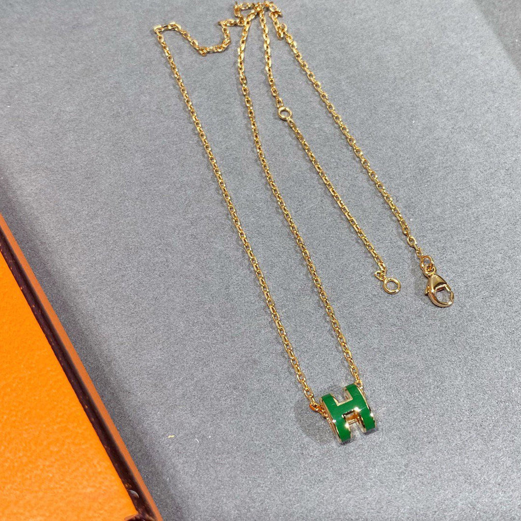 [sparkle Jewelry ]POP H GREEN NECKLACE SILVER AND GOLD