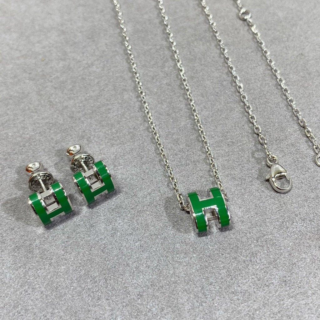[sparkle Jewelry ]POP H GREEN NECKLACE SILVER AND GOLD