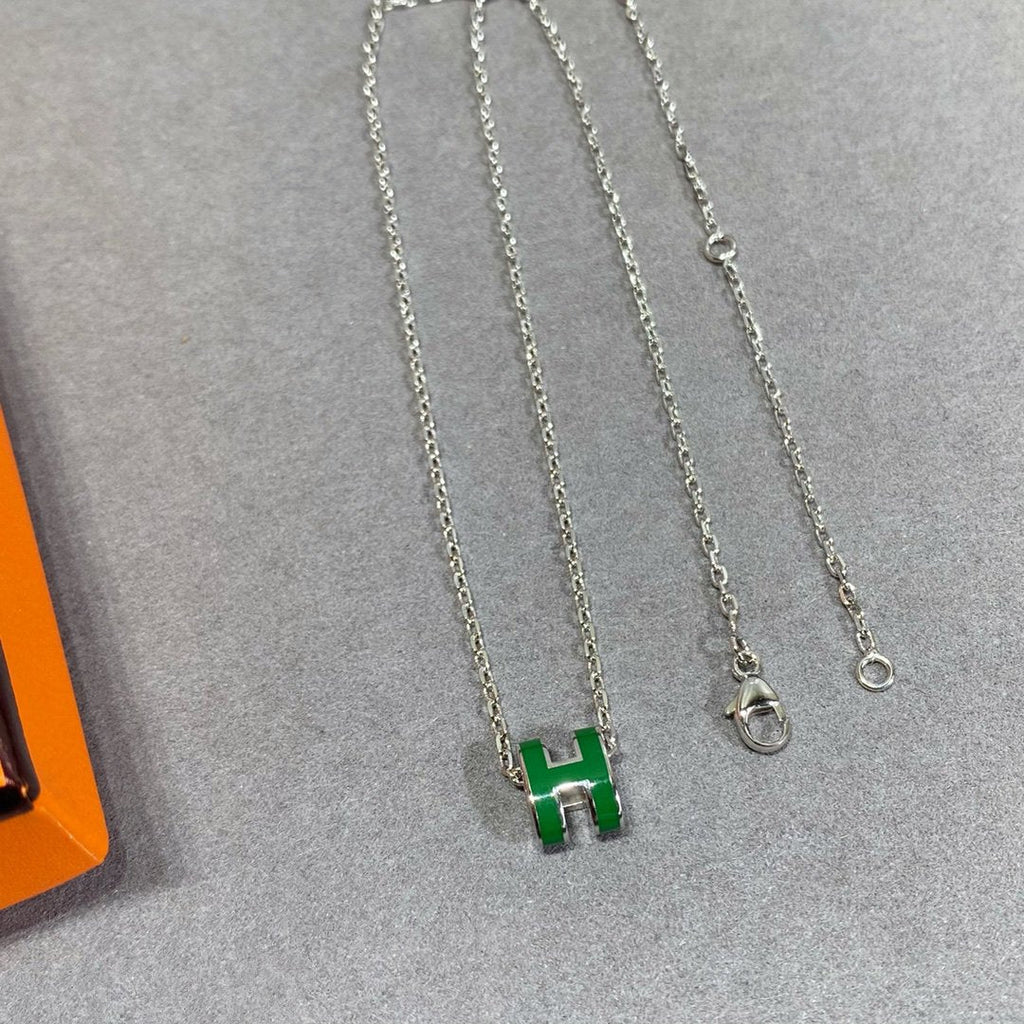 [sparkle Jewelry ]POP H GREEN NECKLACE SILVER AND GOLD