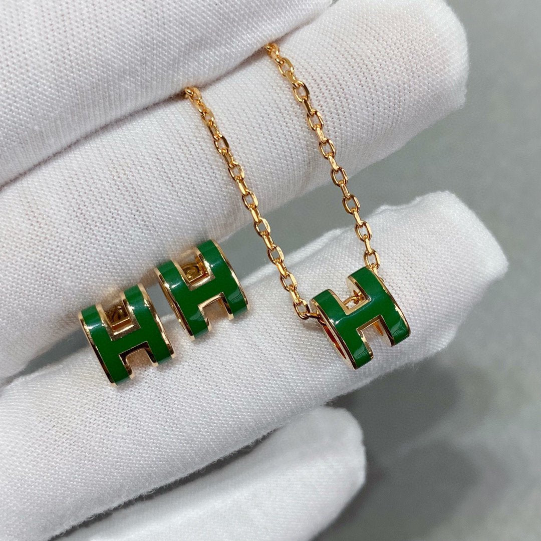 [sparkle Jewelry ]POP H GREEN NECKLACE SILVER AND GOLD