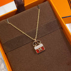 [sparkle Jewelry ]CONSTANCE RED PEDANT PINK GOLD NECKLACE