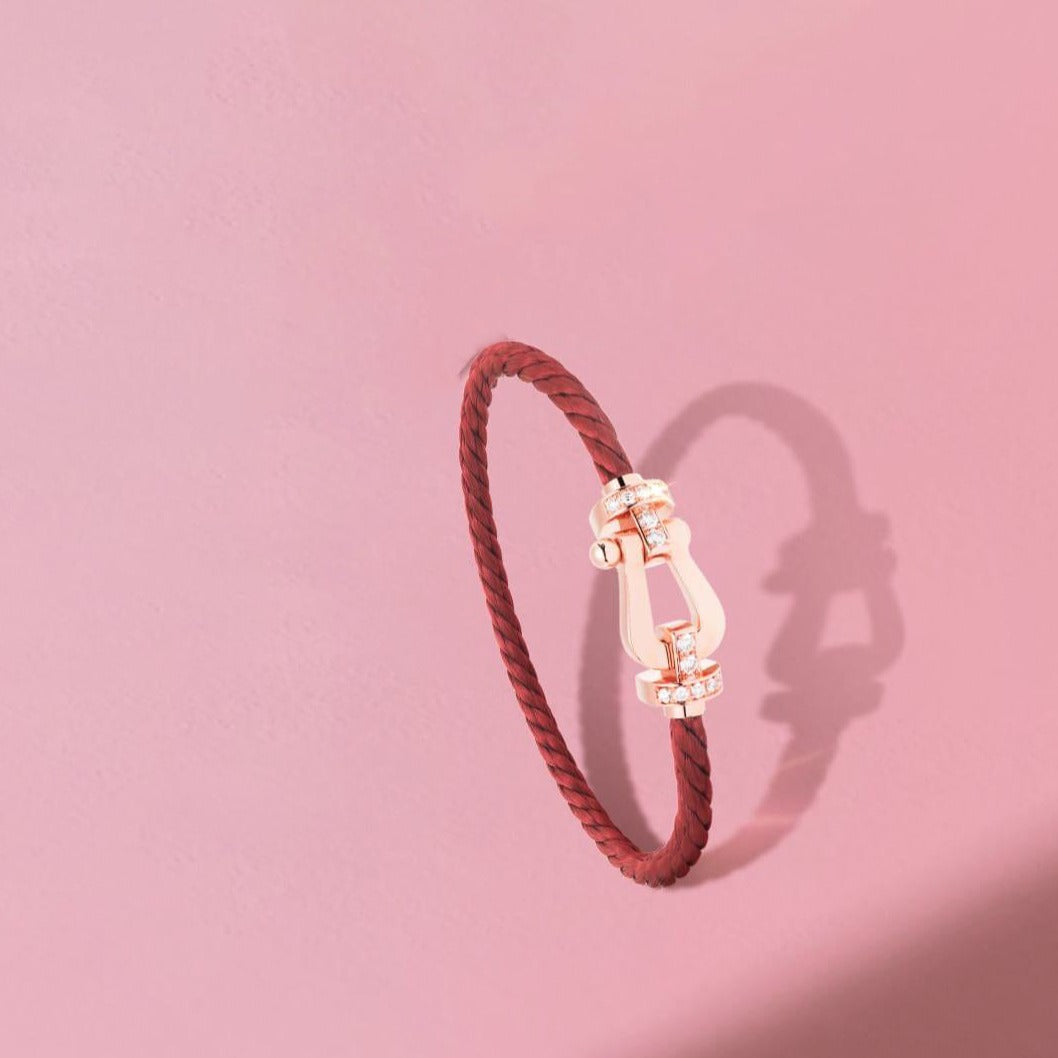 [sparkle Jewelry ]FORCE 10 HALF DIAMOND PINK GOLD RED CORDERI LARGE AND MEDIUM MODEL