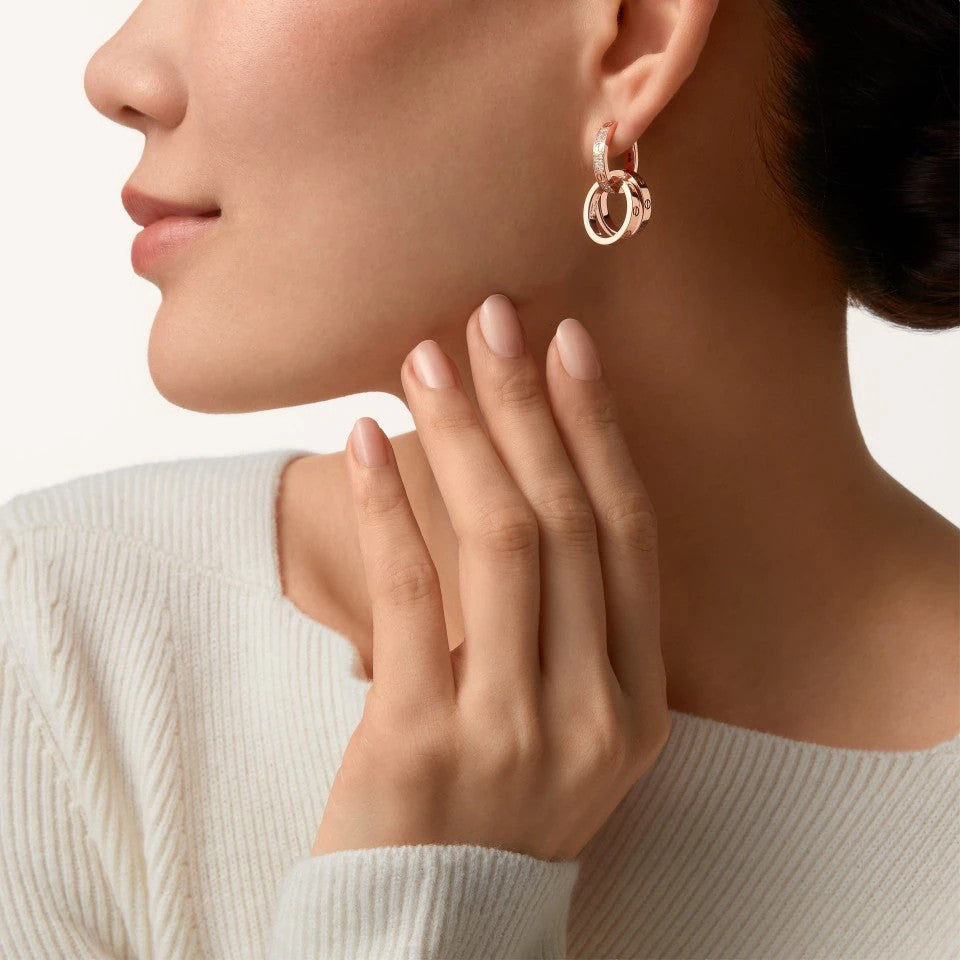 [sparkle Jewelery]LOVE 3.3MM DANGLE HALF DIAMOND EARRINGS
