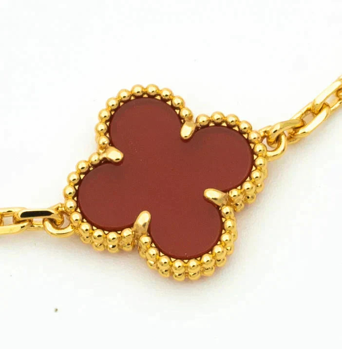[sparkle Jewelry ] CLOVER 5 MOTIF RED CORNELIAN BRACELET COLLECTION