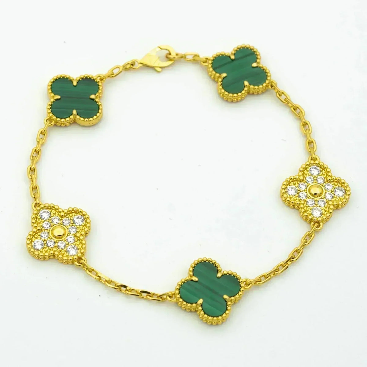 [sparkle Jewelry ] CLOVER 5 MOTIF MALACHITE BRACELET COLLECTION