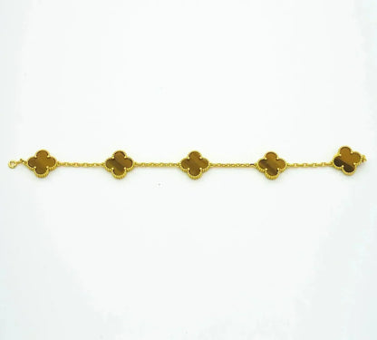 [sparkle Jewelry ] CLOVER 5 MOTIFS TIGER EYE BRACELET COLLECTION