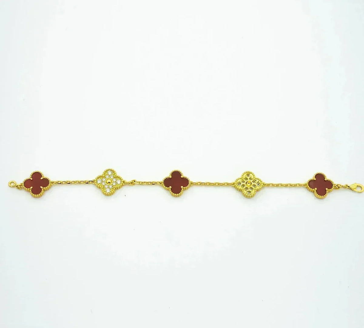 [sparkle Jewelry ] CLOVER 5 MOTIF RED CORNELIAN BRACELET COLLECTION