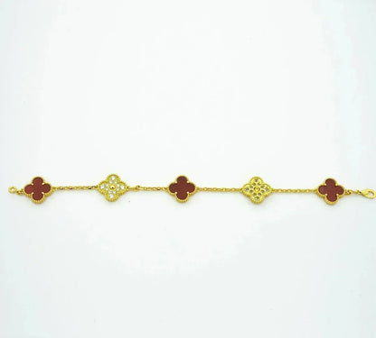[sparkle Jewelry ] CLOVER 5 MOTIF RED CORNELIAN BRACELET COLLECTION