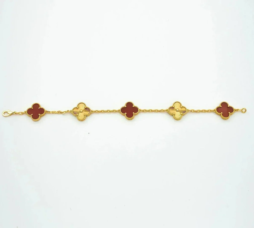 [sparkle Jewelry ] CLOVER 5 MOTIF RED CORNELIAN BRACELET COLLECTION