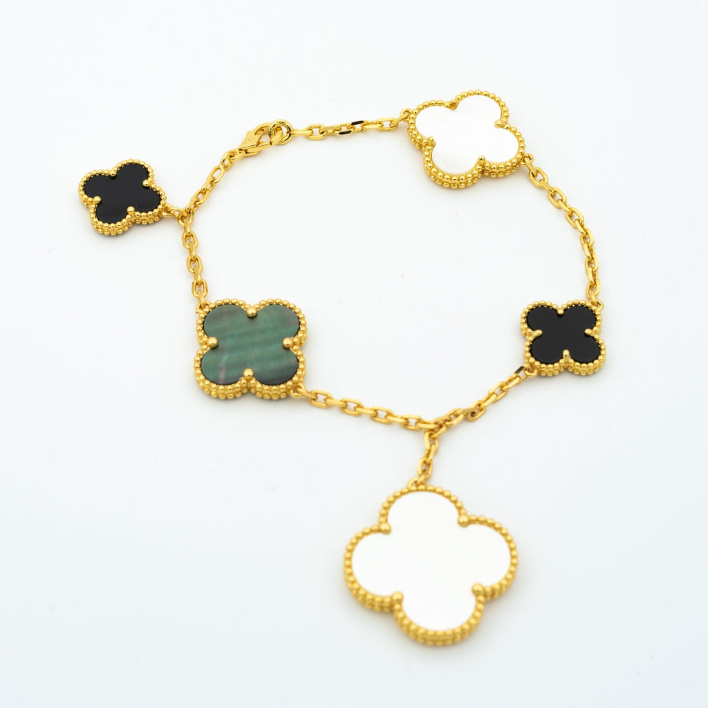 [sparkle Jewelry ]CLOVER BRACELET 5 MOTIFS ONYX MOP